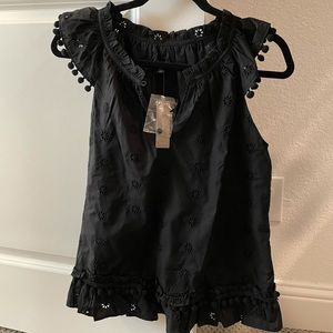 J. Crew Black Eyelet Top